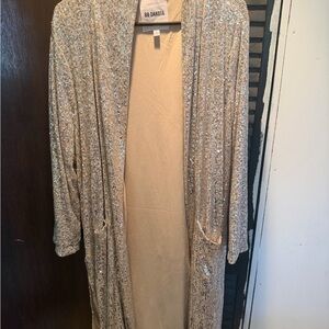 BB Dakota Sequin Duster Cardigan in Champagne Silver gold size large